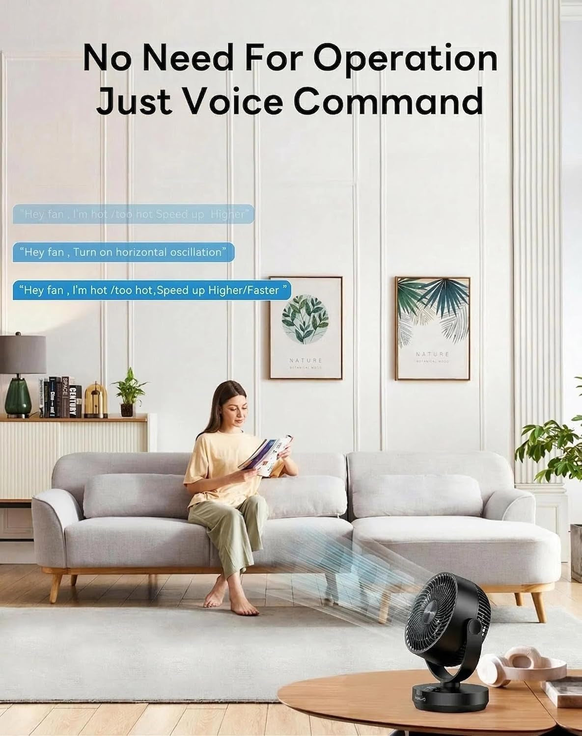 Air Circulator Fan for Bedroom, 13" Table Fan with 90° Oscillating & 120° Tilt, 60Ft Strong Airflow, Quiet 25Db Electric Desk Fan with 4 Speeds, 4 Modes & 12H Timer